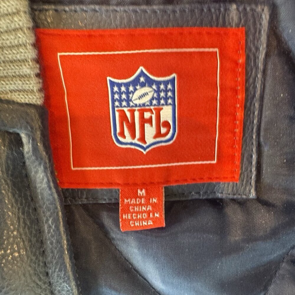 NFL G111 Dallas Cowboys NWOT Blue/white Faux Leather Inner Pockets Jacket M - Picture 5 of 10